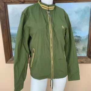Vintage 70s Olive Bomber Jacket | Original Penguin Track Jacket w Mustard Trim
